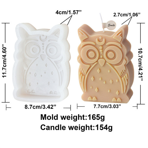 Silicone flat owl candle mold for flipping sugar animal gypsum aromatherapy soap mold