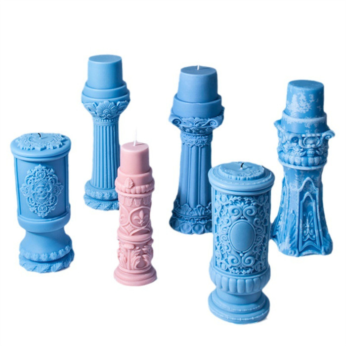 6 Roman rich cylindrical candle silicone molds for making candles, resin, aromatherapy candles, handmade wax soap, home decoration, craftsmanship