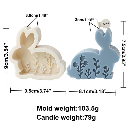4 PCS Flat rabbit candle mold relief flower standing aromatherapy rabbit soap mold