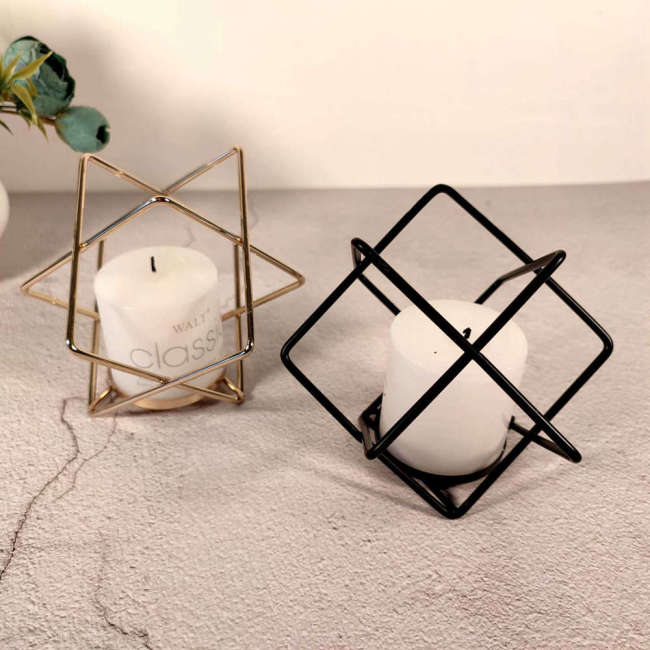Creative Candle Holders Metal Candleholders Set of 2 For Tealight Pillar Candles Graduation Birthday Valentine's Day Gifts Gold / Black