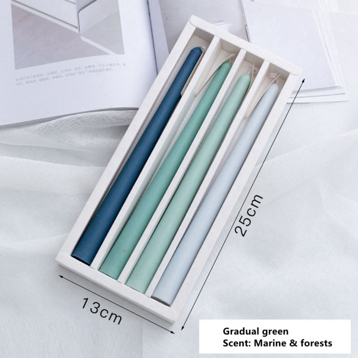 Gradual Color Scented Taper Candles Set of 4 Tall Smokeless Soy Wax Candlesticks 10 inch
