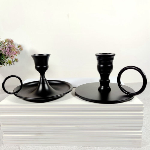 Black Candlestick Holder Retro Taper Candle Holder Table Decor Halloween Christmas Holiday Party Candlelight Stand