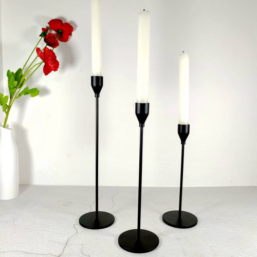 Simple Black Candlestick Holders Set of 3 Taper Candle Holders For Candlelight Dinner Table Wedding Centerpiece Holiday Party Create Atmosphere
