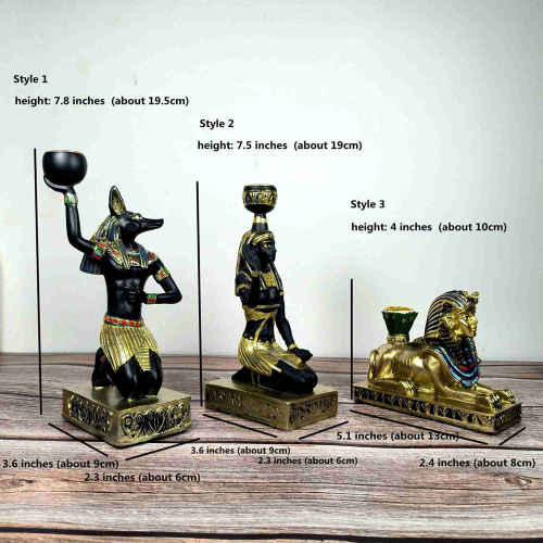 Egyptian Style Candlestick Holder Decorative Candle Holders For Shelf Study Fireplace Farmhouse Anubis Neftis Sphinx Statue Table Ornaments