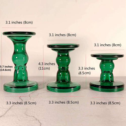 Set of 3 Crystal Green Candle Holders Modern Candle Stand For Pillar Candles Taper Candles Tea Light  Table Ornaments Aromatherapy, Spa, Meditation Create Romantic Atmosphere