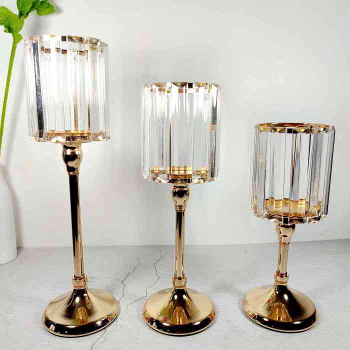 Gold Hurricane Candle Holder For Pillar Candles tealight Wedding Centerpiece Candlelight Dinner Table Windowsill Holiday Party Decoration