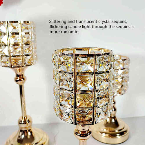Gold Metal Candle Holders Pillar Candle Tealight Candle Holders Wedding Centerpiece Table Ornaments Anniversary, Birthday Party Formal Events Decoration