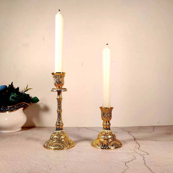 Gold Candlestick Holder Vintage Candle Holders For Taper Candles Dining Table Wedding Centerpieces Ramadan Party Decoration
