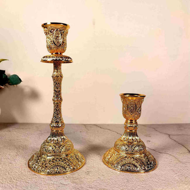Gold Candlestick Holder Vintage Candle Holders For Taper Candles Dining Table Wedding Centerpieces Ramadan Party Decoration