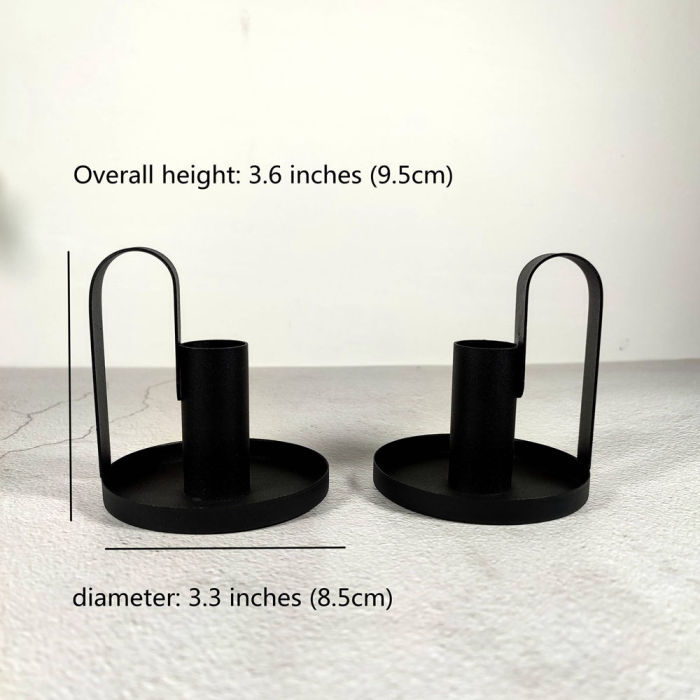 Retro Taper Candle Holders  Set of 2 Simple Black Candlestick Holders Table Mantlepiece Holiday Party Halloween Christmas Decoration