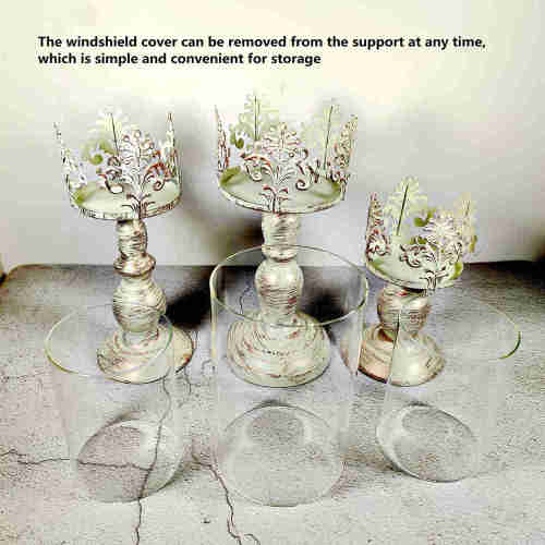 Retro White Candle Holders Hurricane Candle  Stand for Pillar Candles Tealight Wedding Centerpiece Table Decoraiton Holiday Party Candlelight Stand