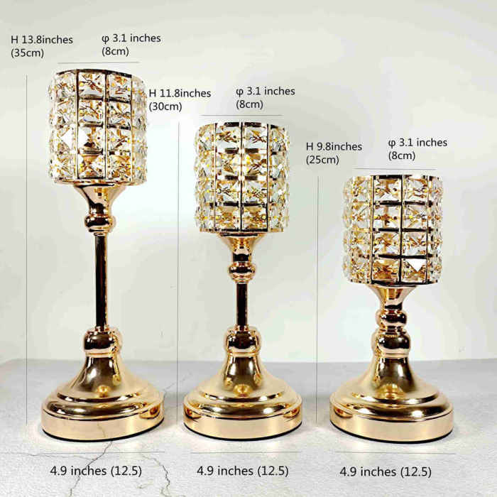 Gold Metal Candle Holders Pillar Candle Tealight Candle Holders Wedding Centerpiece Table Ornaments Anniversary, Birthday Party Formal Events Decoration