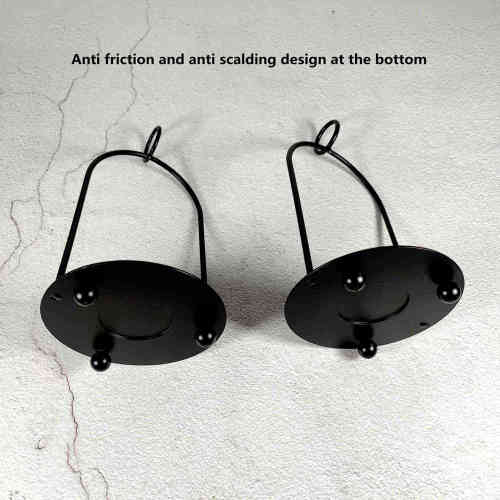 Black Metal Hanging Lantern Candle Holders Set of 2 For Tealight Pillar Candles Wall Table Firplaces Shelves Porches Yard Pathway Decoration