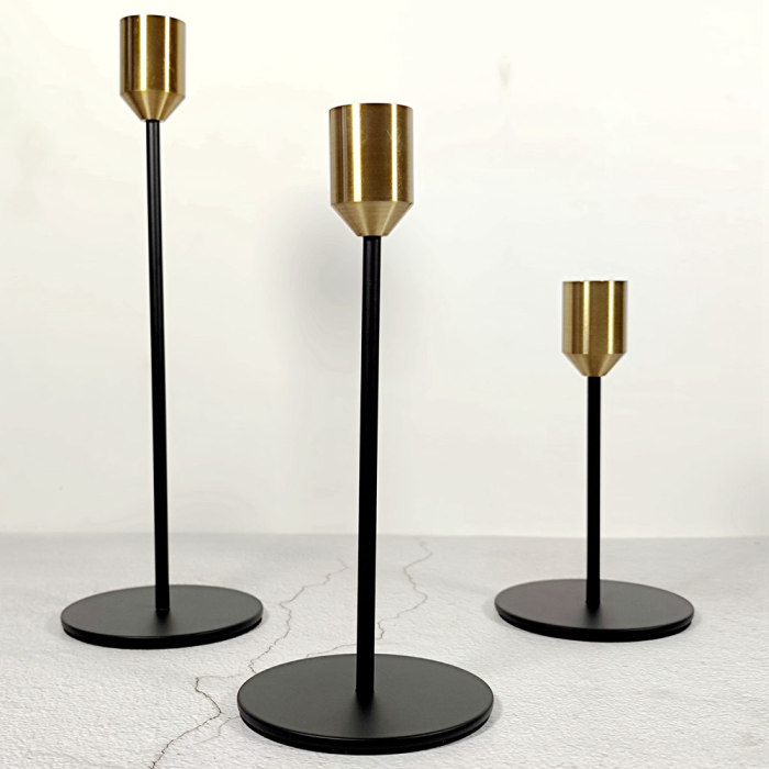 Metal Candlestick Holders Set of 3  Taper Candle Holders Wedding Centerpiece Table Ornaments Anniversary Birthday Party Decoration