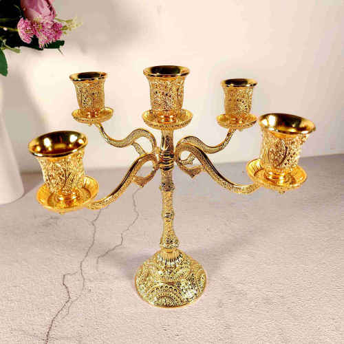 5 arms Candelabra Metal Candlestick Holder For Taper Candle Candlelight Dinner Wedding Centerpieces Ramadan