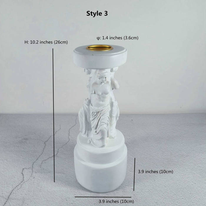White Roman Pillar Candle Holder Vintage Candlestick Holders For Taper Candles Pillar Candles Tealight Table  Mantle Shelves Church Craft Decoration 4 Styles