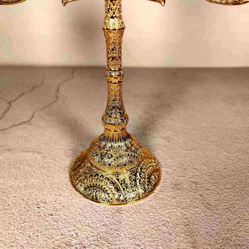 3 arms Gold Candelabra Vintage Candlestick Holders For Taper Candles Candlelight Dinner Table Wedding Centerpieces Ramadan