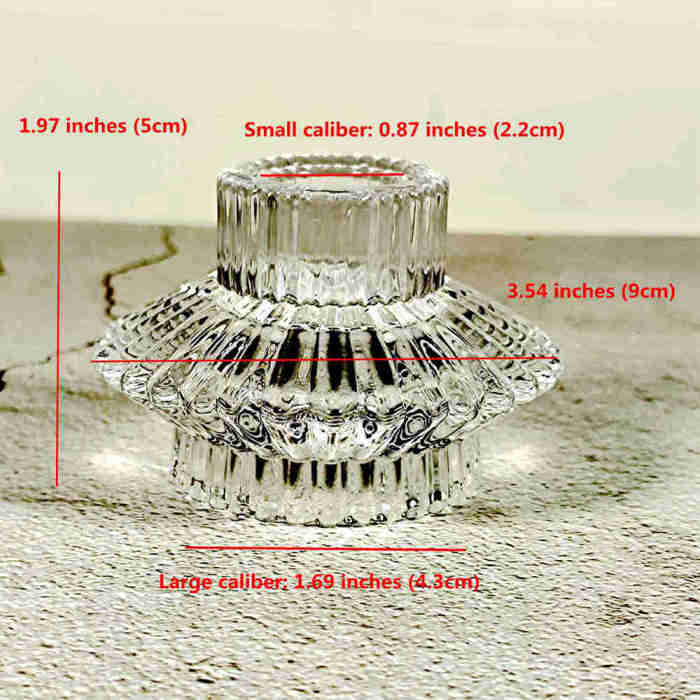 Set of 2 Crystal Glass Candlestick Holders Gear Candle Holders Candle Stand For Taper Candles Tea Wax Table Ornaments Aromatherapy Spa Meditation Create Atmosphere