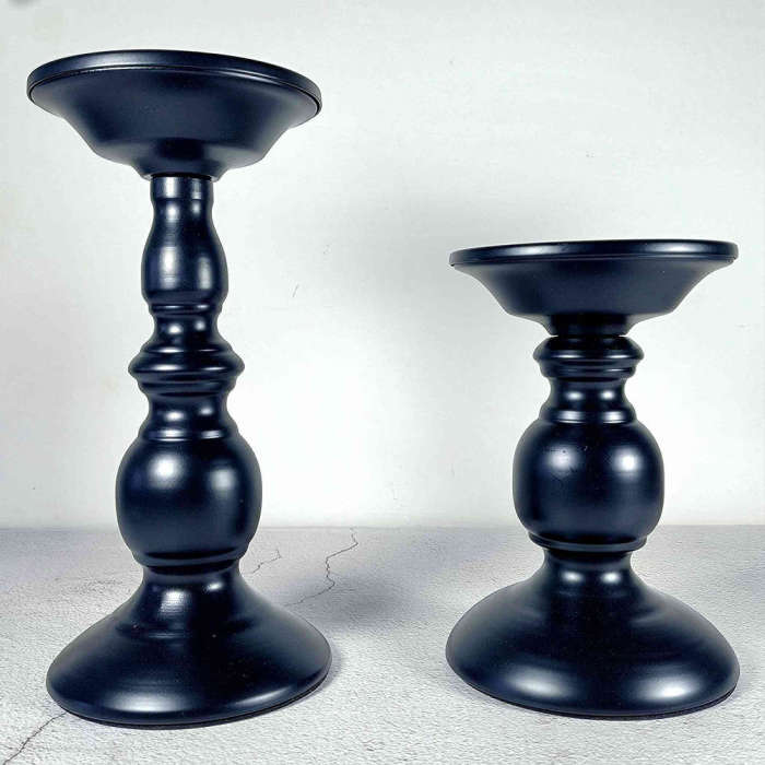 Vintage Black Candle Holders Set of 2 Metal Candle Stand For Pillar Candles Tealight Table Fireplace Mantle Shelf farmhouse Decoration
