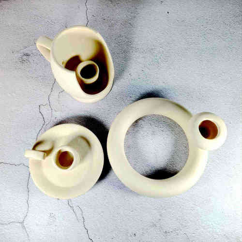 Rustic Ceramic Candlestick Holder Retro Candle Holders Taper Candle Stand Handmade Craft Table Mantle Farmhouses Decoration 3 Styles