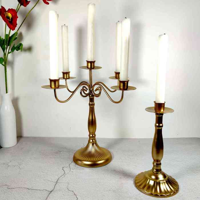 Gold Candlestick Holders 5 arms Candelabra Single Head Candle Holders For Taper Candles Dining Table Wedding Centerpiece Birthday Party Christmas Decoration