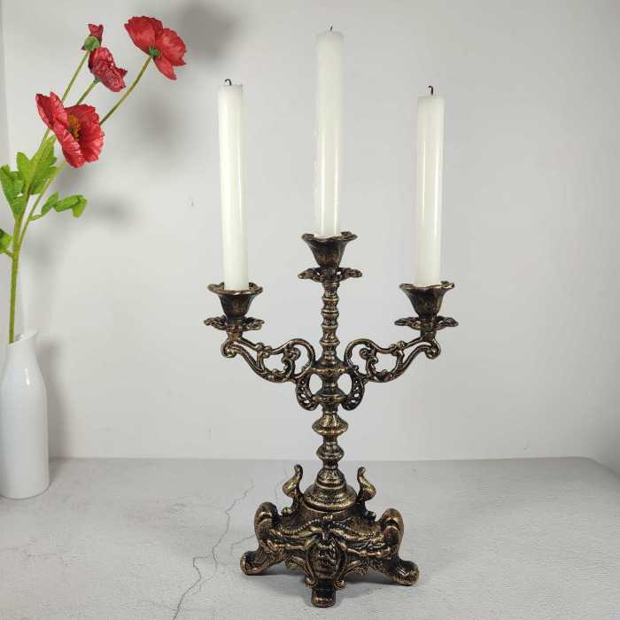 Rero 3-arm Candelabra Metal Candlestick Holder Tapre Candle Holders handmade craft Table Decoration Halloween Christmas Decor