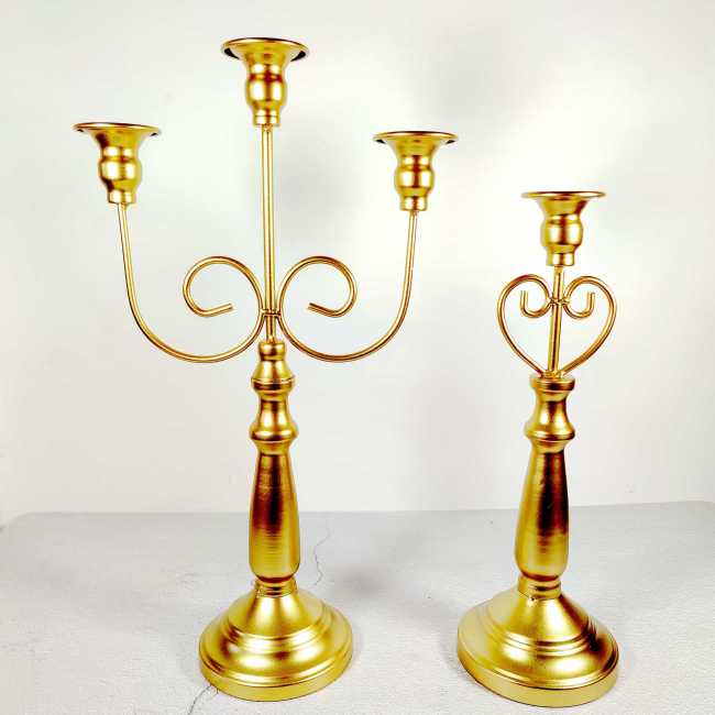 Golden Metal Candlestick Holder Taper Candle Holders 2 styles 3 arms Candelabra Single Head Candle Holder Table Decoraiton Wedding Centerpieces Holiday Birthday Party Decor