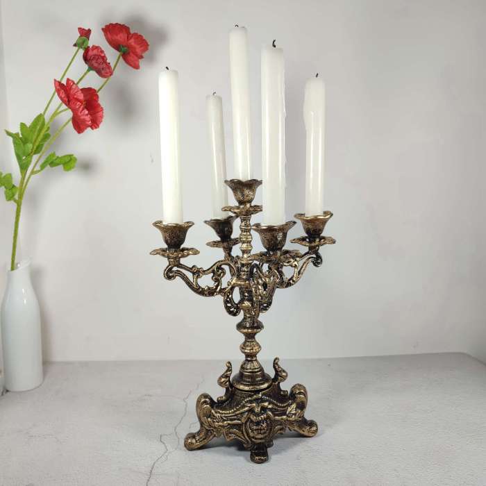 5 arm Candelabra Retro Taper Candle Holders Candlestick Holders Handmade Craft Table Decoration Holiday Party Christmas Decor