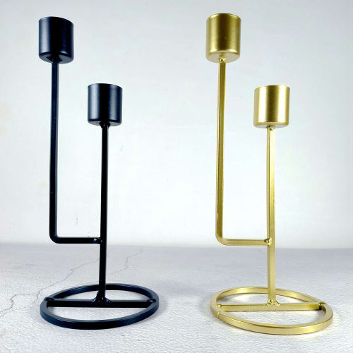 Metal Double Headed Candlestick Holders Simple Taper Candle Holders Gold / Black Candle Stand For Dinner Table Wedding Centerpiece Birthday Party Anniversary Halloween Christmas Decoration