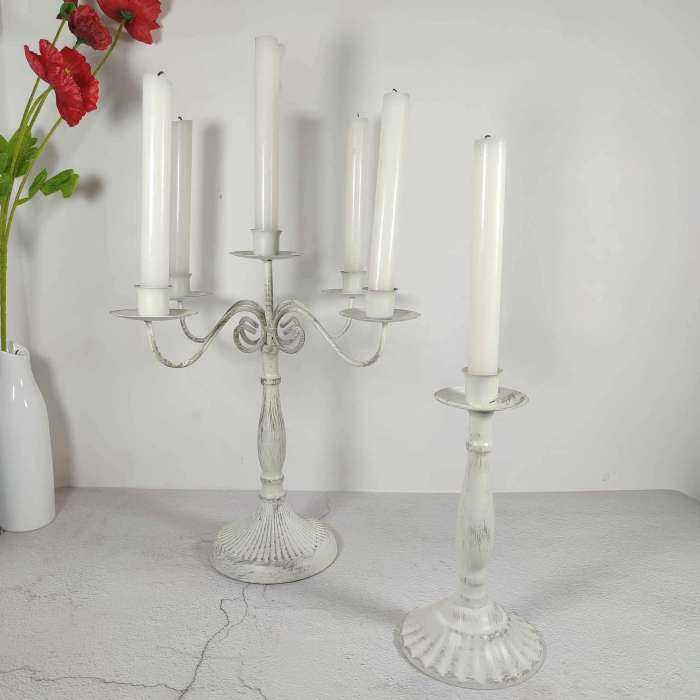 Withe Candlestick Holders Retro Taper Candles Metal Candle Stand Dinning Table Wedding Centerpiece Birthday Party Decoration 2 Styles 5 Arms Candelabra Single Head Candle Holder