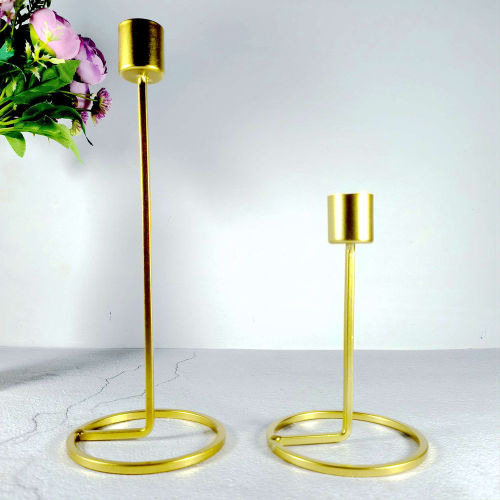 Simple Gold Candlestick Holders Set of 2 Taper Candle Holder For Candlelight Dinner Wedding Centerpiece Anniversary Birthday Party Decoration
