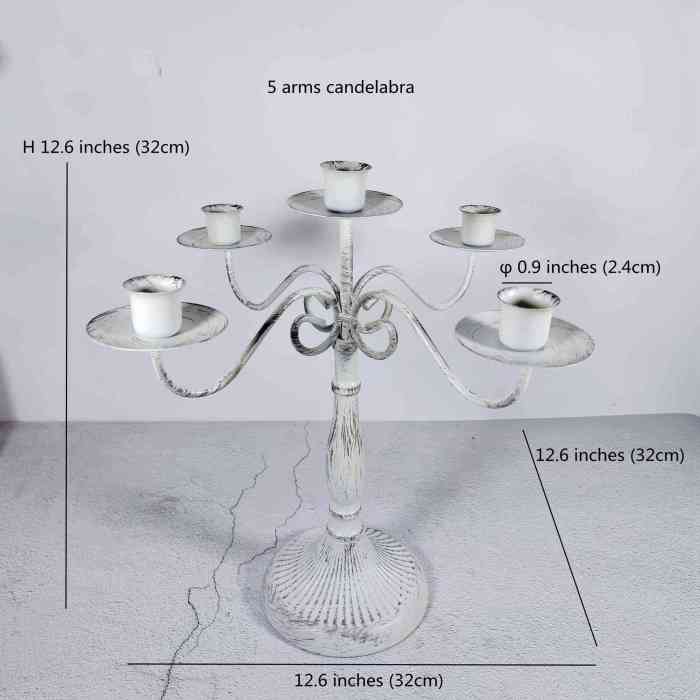 Withe Candlestick Holders Retro Taper Candles Metal Candle Stand Dinning Table Wedding Centerpiece Birthday Party Decoration 2 Styles 5 Arms Candelabra Single Head Candle Holder