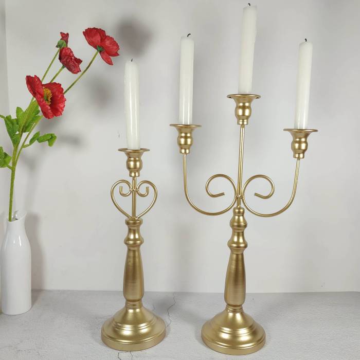 Golden Metal Candlestick Holder Taper Candle Holders 2 styles 3 arms Candelabra Single Head Candle Holder Table Decoraiton Wedding Centerpieces Holiday Birthday Party Decor