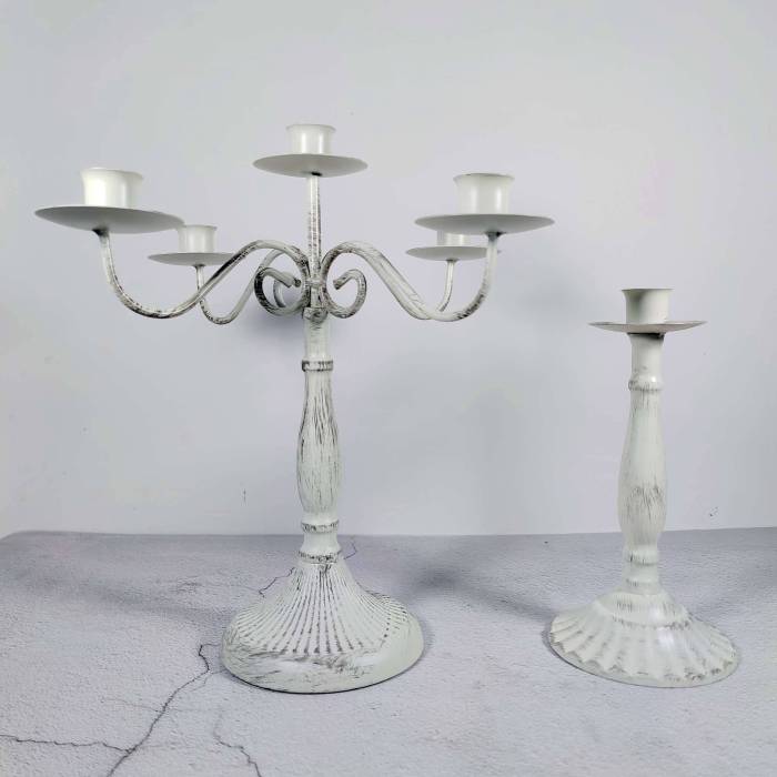 Withe Candlestick Holders Retro Taper Candles Metal Candle Stand Dinning Table Wedding Centerpiece Birthday Party Decoration 2 Styles 5 Arms Candelabra Single Head Candle Holder