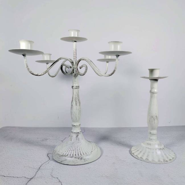 Withe Candlestick Holders Retro Taper Candles Metal Candle Stand Dinning Table Wedding Centerpiece Birthday Party Decoration 2 Styles 5 Arms Candelabra Single Head Candle Holder