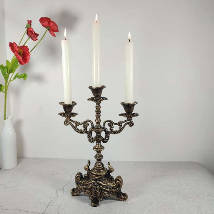 Rero 3-arm Candelabra Metal Candlestick Holder Tapre Candle Holders handmade craft Table Decoration Halloween Christmas Decor