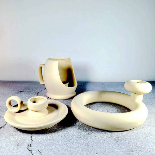 Rustic Ceramic Candlestick Holder Retro Candle Holders Taper Candle Stand Handmade Craft Table Mantle Farmhouses Decoration 3 Styles