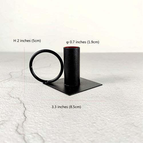 Set of 2 Black Retro Candlestick Holders With Ring Handle Taper Candle Holders Table Decoration Halloween Christmas Holiday Party Candlelight Stand