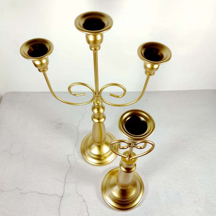 Golden Metal Candlestick Holder Taper Candle Holders 2 styles 3 arms Candelabra Single Head Candle Holder Table Decoraiton Wedding Centerpieces Holiday Birthday Party Decor
