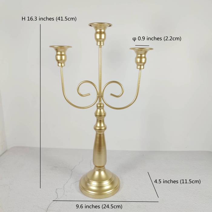 Golden Metal Candlestick Holder Taper Candle Holders 2 styles 3 arms Candelabra Single Head Candle Holder Table Decoraiton Wedding Centerpieces Holiday Birthday Party Decor
