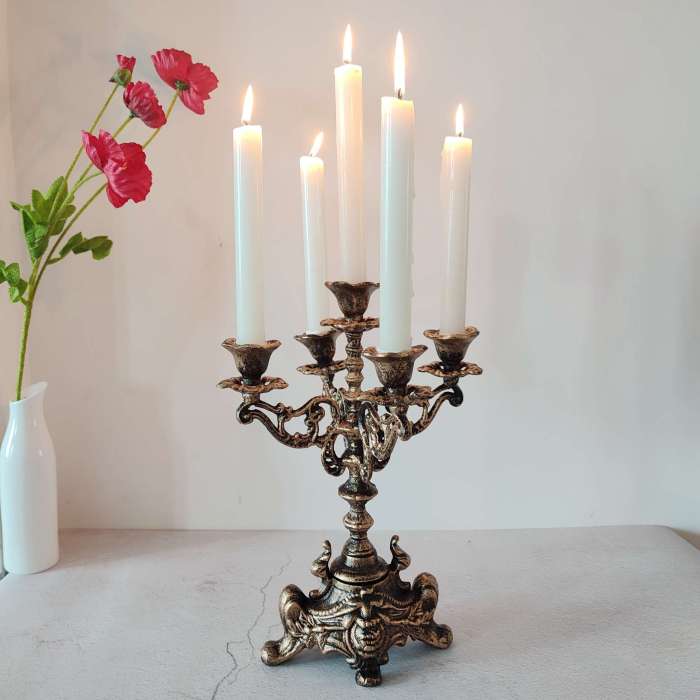 5 arm Candelabra Retro Taper Candle Holders Candlestick Holders Handmade Craft Table Decoration Holiday Party Christmas Decor