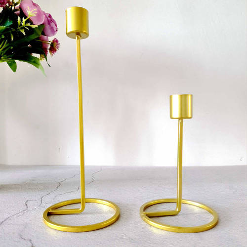 Simple Gold Candlestick Holders Set of 2 Taper Candle Holder For Candlelight Dinner Wedding Centerpiece Anniversary Birthday Party Decoration