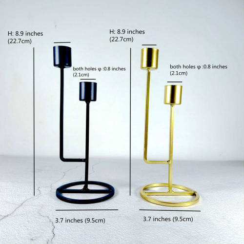 Metal Double Headed Candlestick Holders Simple Taper Candle Holders Gold / Black Candle Stand For Dinner Table Wedding Centerpiece Birthday Party Anniversary Halloween Christmas Decoration