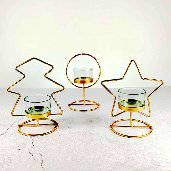 Golden Metal Candle Holders Glass Votive Candle Holders Tealght Candle Stand Christmas Birthday Gifts