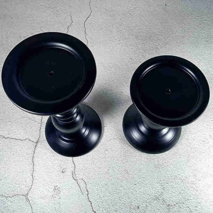 Vintage Black Candle Holders Set of 2 Metal Candle Stand For Pillar Candles Tealight Table Fireplace Mantle Shelf farmhouse Decoration