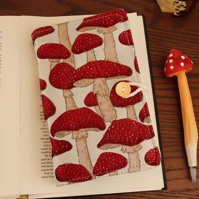 A5/ A6 Mushroom Fabric Journal Button design