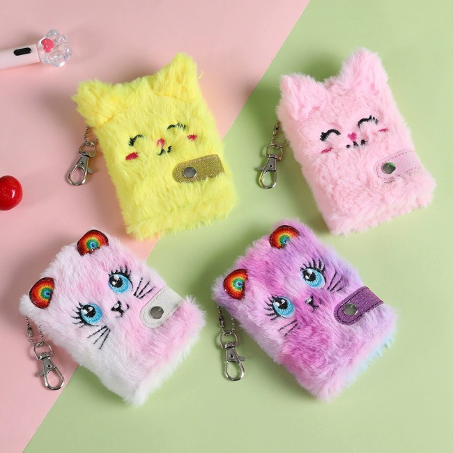 Plush Cat Blank Notebook With Chain
