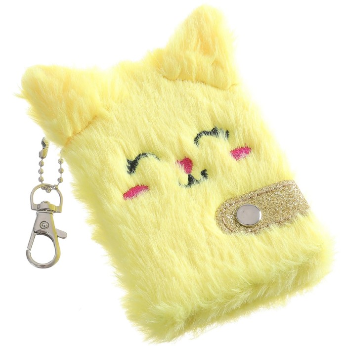Plush Cat Blank Notebook With Chain
