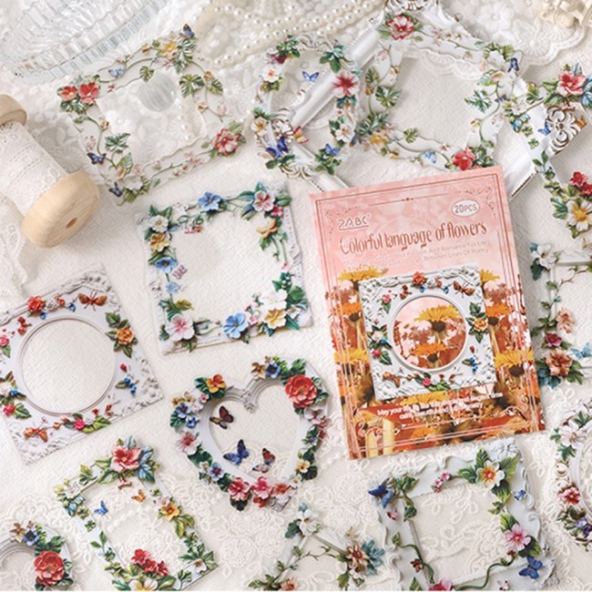 Vintage Floral Boder Sticker Pack of 20 pcs 6 Style