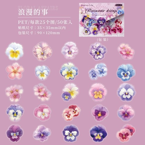 Flower Sticker Bag of 50 pcs 5 Style